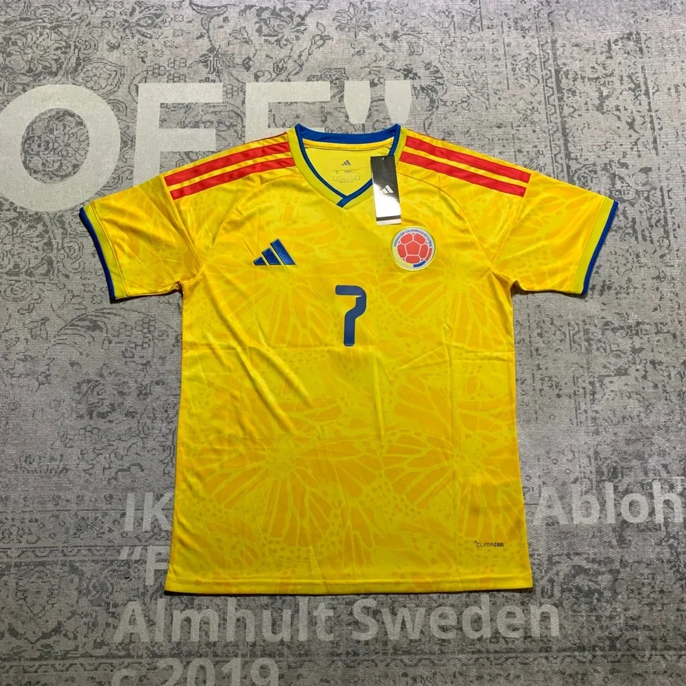Adidas Colombia Luis Diaz 7 Soccer Jersey Mens Small Yellow New Home Kit